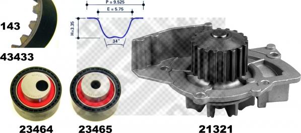 Mapco 41433 - Водяной насос + комплект зубчатого ремня ГРМ autospares.lv