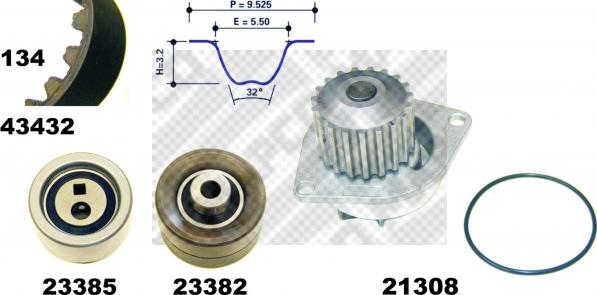 Mapco 41432 - Водяной насос + комплект зубчатого ремня ГРМ autospares.lv