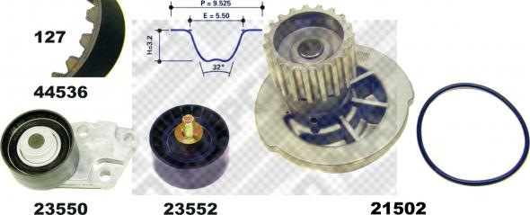 Mapco 41536/1 - Водяной насос + комплект зубчатого ремня ГРМ autospares.lv