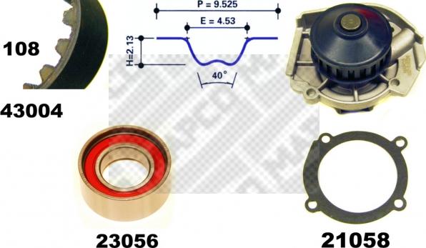 Mapco 41004 - Водяной насос + комплект зубчатого ремня ГРМ autospares.lv