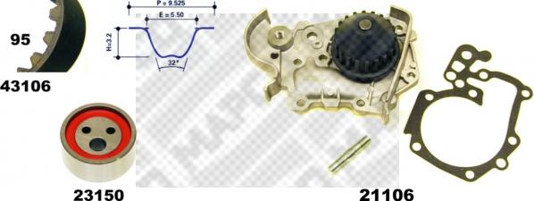 Mapco 41106 - Водяной насос + комплект зубчатого ремня ГРМ autospares.lv