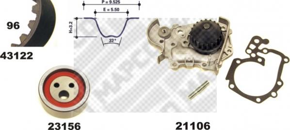 Mapco 41122/1 - Водяной насос + комплект зубчатого ремня ГРМ autospares.lv