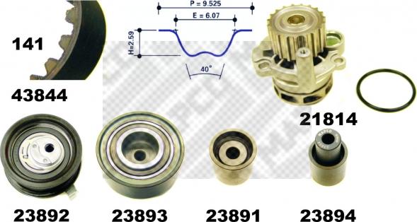 Mapco 41844 - Водяной насос + комплект зубчатого ремня ГРМ autospares.lv