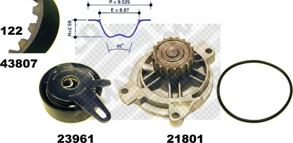 Mapco 41839 - Водяной насос + комплект зубчатого ремня ГРМ autospares.lv