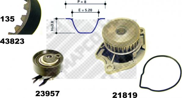 Mapco 41823/1 - Водяной насос + комплект зубчатого ремня ГРМ autospares.lv