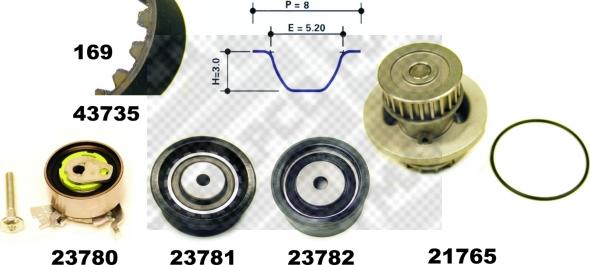 Mapco 41735/2 - Водяной насос + комплект зубчатого ремня ГРМ autospares.lv