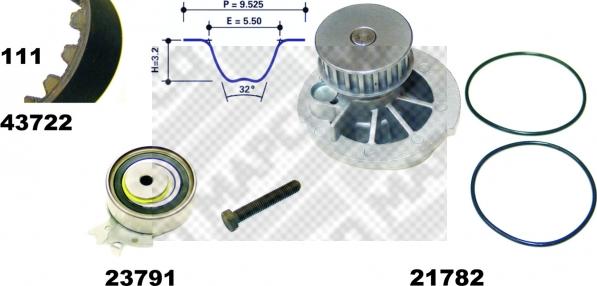 Mapco 41722/1 - Водяной насос + комплект зубчатого ремня ГРМ autospares.lv