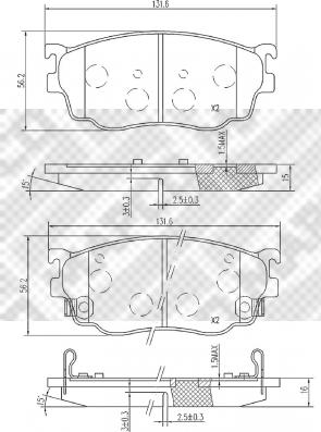 Mapco 6743 - Тормозные колодки, дисковые, комплект autospares.lv