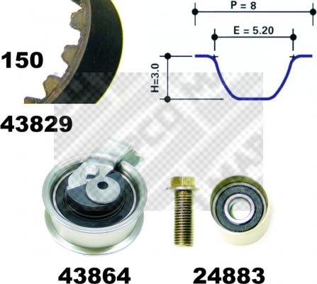 Mapco 23901 - Комплект зубчатого ремня ГРМ autospares.lv