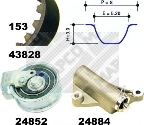 Mapco 23908 - Комплект зубчатого ремня ГРМ autospares.lv