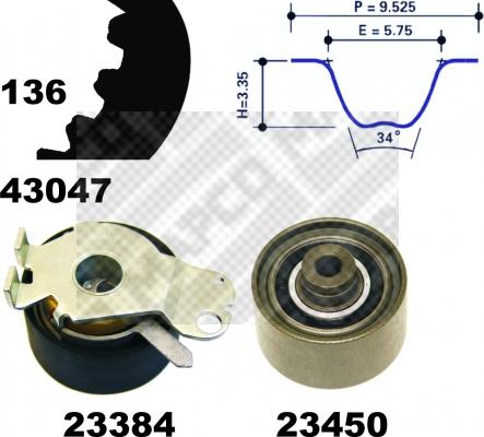 Mapco 23409 - Комплект зубчатого ремня ГРМ autospares.lv