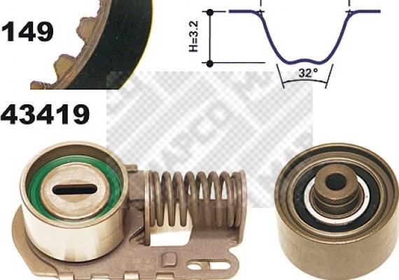 Mapco 23419 - Комплект зубчатого ремня ГРМ autospares.lv