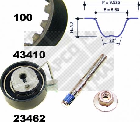 Mapco 23410 - Комплект зубчатого ремня ГРМ autospares.lv