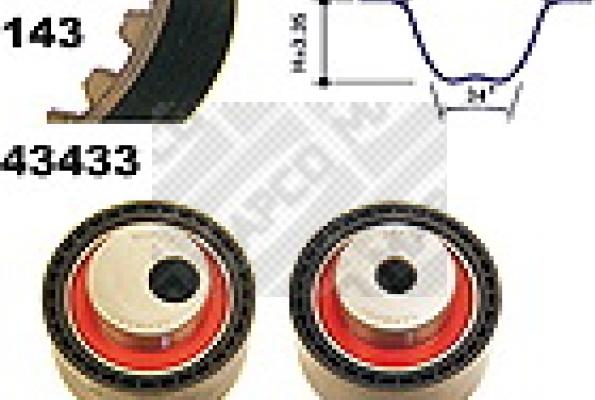 Mapco 23433 - Комплект зубчатого ремня ГРМ autospares.lv