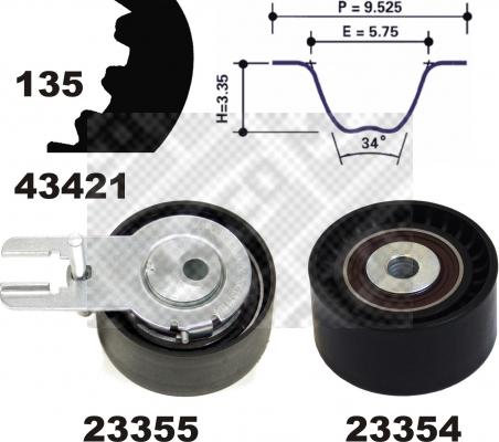 Mapco 23421 - Комплект зубчатого ремня ГРМ autospares.lv