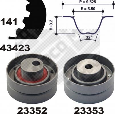 Mapco 23423 - Комплект зубчатого ремня ГРМ autospares.lv