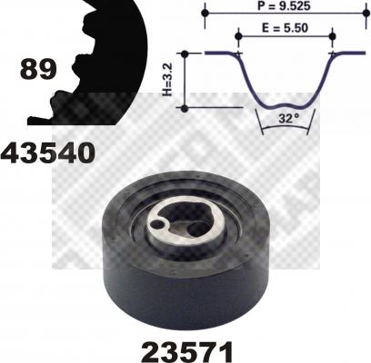 Mapco 23540 - Комплект зубчатого ремня ГРМ autospares.lv