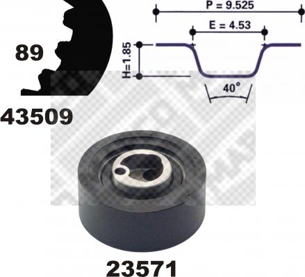 Mapco 23509 - Комплект зубчатого ремня ГРМ autospares.lv