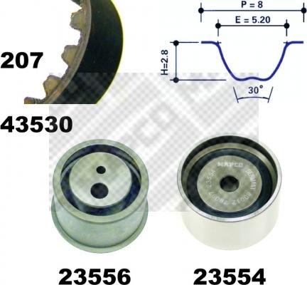 Mapco 23530 - Комплект зубчатого ремня ГРМ autospares.lv