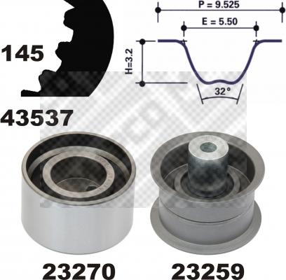 Mapco 23537 - Комплект зубчатого ремня ГРМ autospares.lv