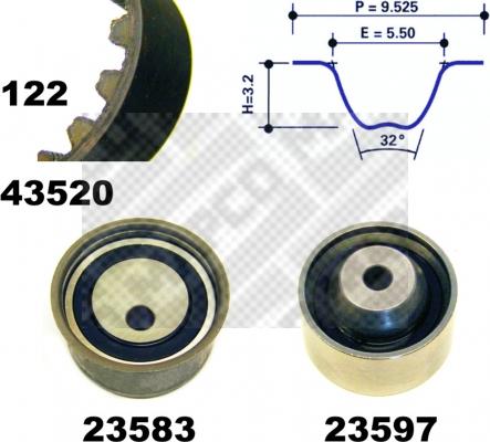 Mapco 23520 - Комплект зубчатого ремня ГРМ autospares.lv