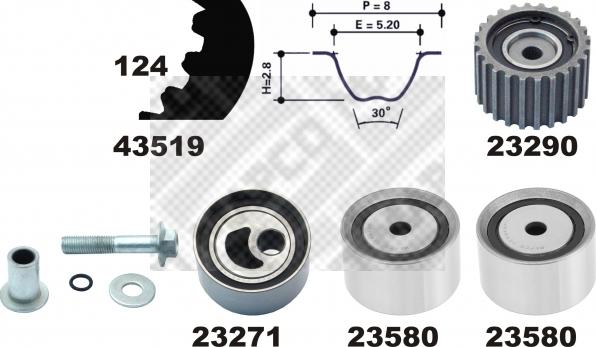 Mapco 23521 - Комплект зубчатого ремня ГРМ autospares.lv