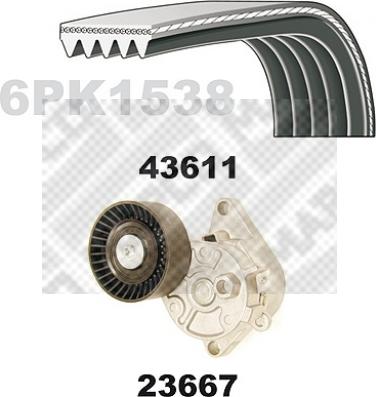 Mapco 23611 - Поликлиновый ременный комплект autospares.lv