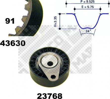 Mapco 23630 - Комплект зубчатого ремня ГРМ autospares.lv