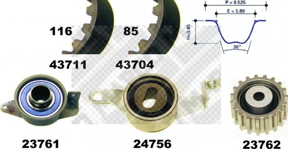 Mapco 23633 - Комплект зубчатого ремня ГРМ autospares.lv