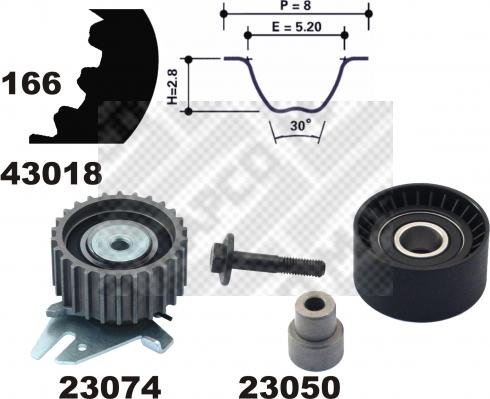 Mapco 23014 - Комплект зубчатого ремня ГРМ autospares.lv