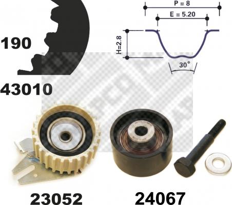 Mapco 23010 - Комплект зубчатого ремня ГРМ autospares.lv