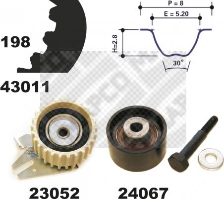 Mapco 23011 - Комплект зубчатого ремня ГРМ autospares.lv