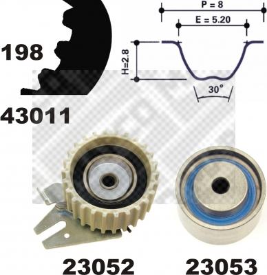 Mapco 23013 - Комплект зубчатого ремня ГРМ autospares.lv