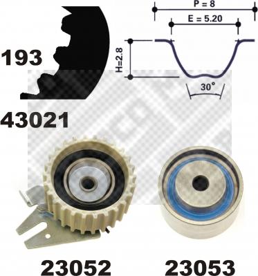 Mapco 23021 - Комплект зубчатого ремня ГРМ autospares.lv