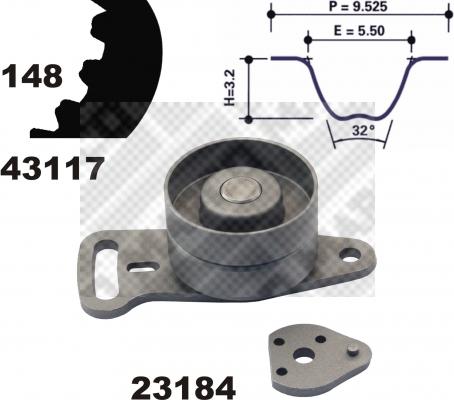 Mapco 23119 - Комплект зубчатого ремня ГРМ autospares.lv