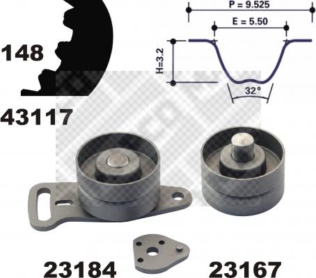 Mapco 23117 - Комплект зубчатого ремня ГРМ autospares.lv