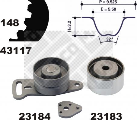 Mapco 23120 - Комплект зубчатого ремня ГРМ autospares.lv