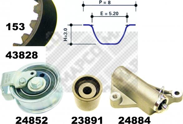 Mapco 23840 - Комплект зубчатого ремня ГРМ autospares.lv