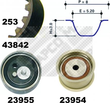 Mapco 23842 - Комплект зубчатого ремня ГРМ autospares.lv