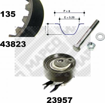 Mapco 23823 - Комплект зубчатого ремня ГРМ autospares.lv