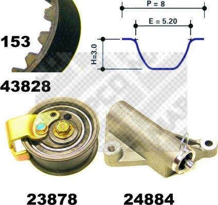 Mapco 23827 - Комплект зубчатого ремня ГРМ autospares.lv