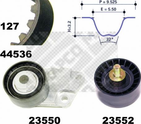 Mapco 73536 - Комплект зубчатого ремня ГРМ autospares.lv