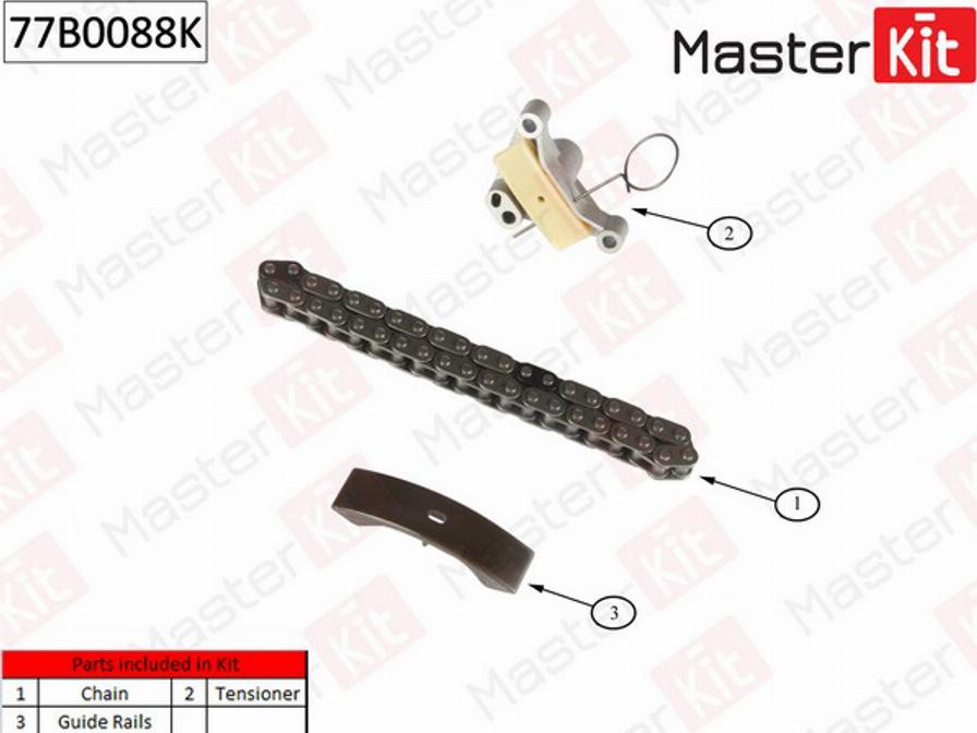 MasterKit 77B0088K - Комплект цепи привода распредвала autospares.lv