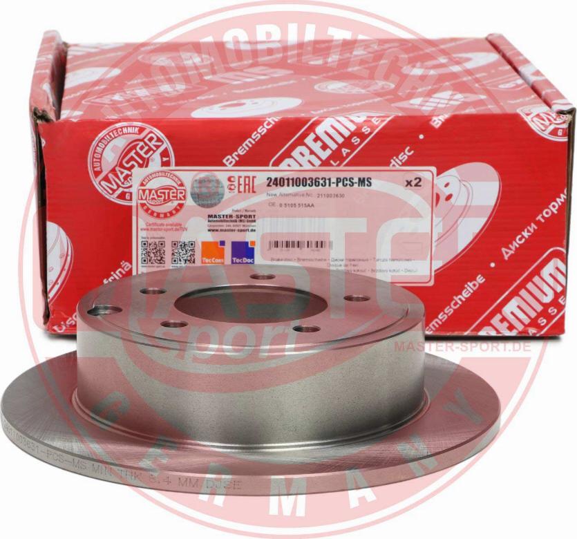 MASTER-SPORT GERMANY 24011003631-PCS-MS - Тормозной диск autospares.lv