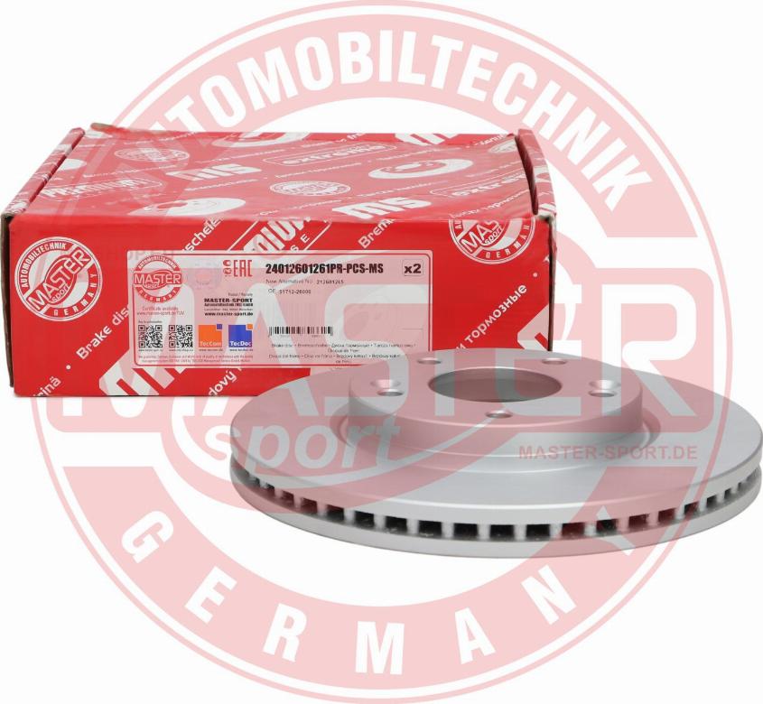 MASTER-SPORT GERMANY 24012601261PR-PCS-MS - Тормозной диск autospares.lv