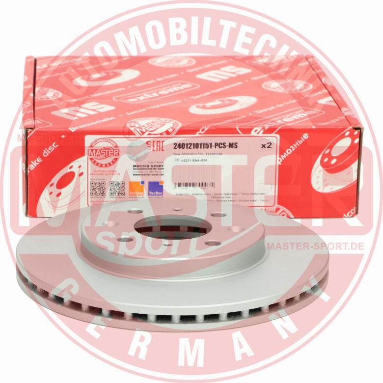 MASTER-SPORT GERMANY 24012101151PR-PCS-MS - Тормозной диск autospares.lv