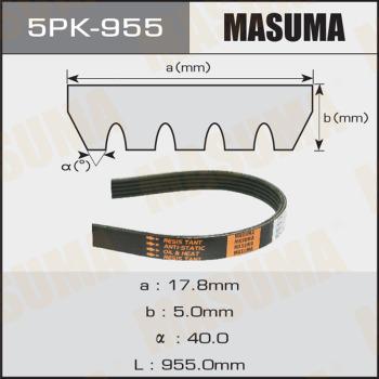 MASUMA 5PK955 - Поликлиновой ремень autospares.lv