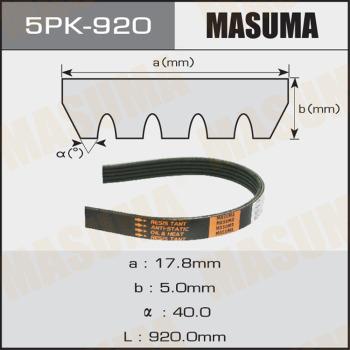 MASUMA 5PK920 - Поликлиновой ремень autospares.lv