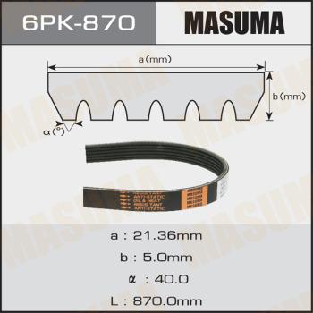 MASUMA 6PK-870 - Поликлиновой ремень autospares.lv