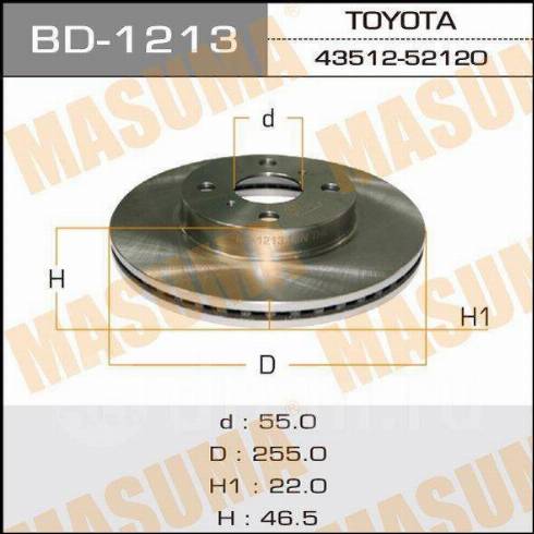 MASUMA BD-1213 - Тормозной диск autospares.lv